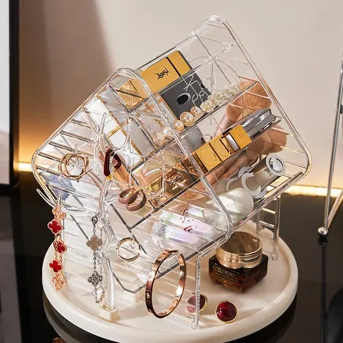 360° Rotating Makeup Organizer, Multi-Compartment Cosmetic Storage Organizer for Vanity, Clear Skincare & Jewelry Organizer with Large Capacity for Lipstick, Brushes, Perfume & Accessories