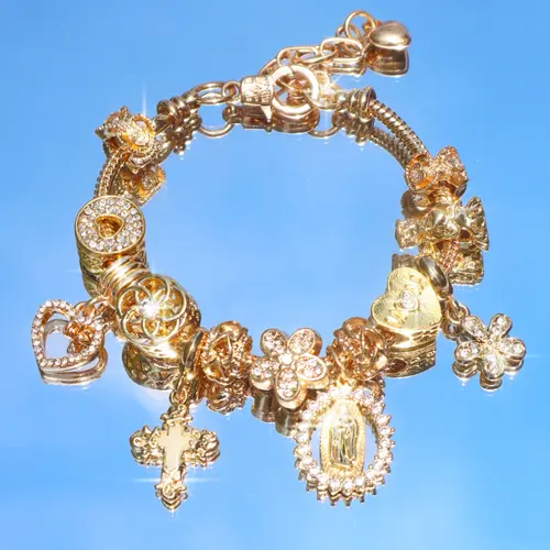 Heart Cherry Blossom Charm Bracelet, Glow-in-the-Dark Cross Bracelet, Mom Angel Cross Flower Charm High Quality Bracelet, Jewelry Bracelet, Exquisite Bracelet