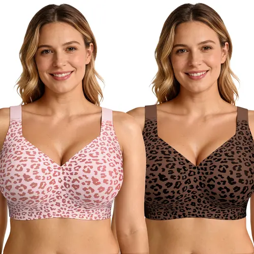 OEAK 2PCS Jelly Bras  Push Up No Underwire Full Coverage Plus Bras Comfort Supportive