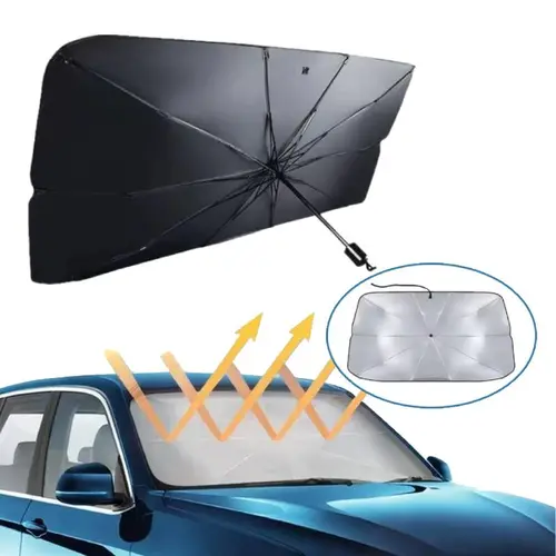 Collapsible Automotive Front Windshield Sun Barrier, Lightweight Portable Sun Shade Frame with Foldable Structure, Heat Insulating Windshield Visor Cover, Summer UV Protection Auto Interior Accessory