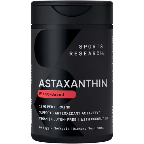Astaxanthin (12mg) with Organic Coconut Oil for Better Absorption | Non-GMO and Gluten Free