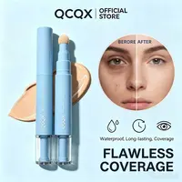 【QCQX】Dual-Effect Color Correcting Multi-Use Concealer & Foundation, 24-Hour Long-Lasting High-Coverage Matte Korean Pressed Powder, Nourishing Cosmetic for Flawless Base Makeup, Covers Acne Marks & Sculpts Nose, Color Correcting Concealer,back to school,