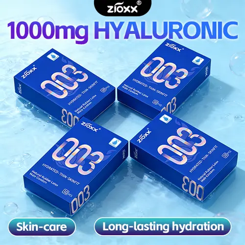 Zioxx 003 Men's Ultra-Thin 0.045mm Natural Latex Rubber Prophylactics, Smooth, Soft, Skin-Feel, Hyaluronic Acid Lubricated for Hydration, Secure Comfort Fit, Boosts Intimacy, 10 Pcs#sohochic