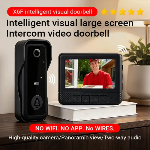 Wireless Video Doorbell Camera with Screen, No WiFi or App Needed, Night Vision, Two-Way Audio,  Battery Powered, Easy Installation, No Subscription, tiktokshopbacktoschool