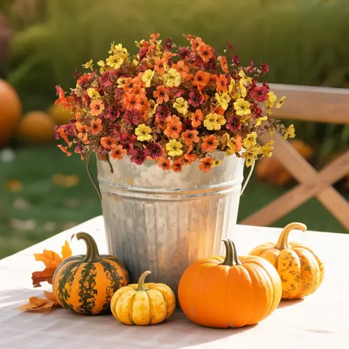 Artificial Fall Flowers 6/12/24 PCS, Faux Autumn Flower Bushes for Outdoor Indoor Decor, Halloween Porch, Window Box, Hanging Basket & Thanksgiving Decoration summerwins