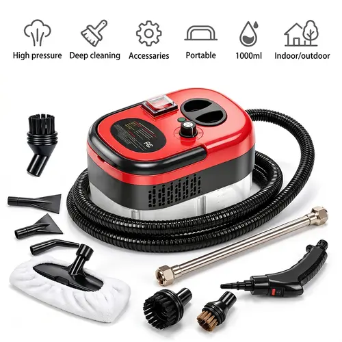【Toolupgrade】2500W Handheld Portable Steamer - High-Temperature ABS Plastic Cleaning Gadget, 220vac-50hz, 190*150*130mm, Multi-Surface Deep Cleaning Tool for Home Use with Accessories (Tile Grease, Dirt),toolupgrade