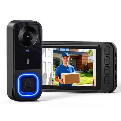 1080P Doorbell Camera Wireless |  No Subscription No App No Wifi Nedded  | Waterproof Door Bell Camera with Monitor Screen Free Storage  | Video Intercom Two-Way Audio, 170° View Angle | Night Vision