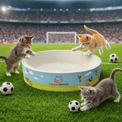 2-in-1 Round Cat Scratcher Cardboard & Lounge Bed, Upgraded High-Density Corrugated Paper with Plant Fiber, Durable Scratching Pad for Indoor Cats Cat Furniture cool cat stuff cat stuff for indoor,summerwins Kitten Home tiktokshopsummersale