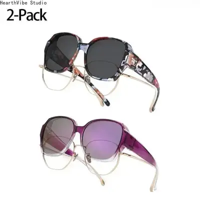 2-Pack Oversized Polarized Fit Over Sunglasses Stylish Geometric Angular Frame UV400 Anti Glare Wear Over Prescription Glasses Men Women Outdoor,summerwins,father'sdaygifts,campingessentials,campinggear,camping essentials