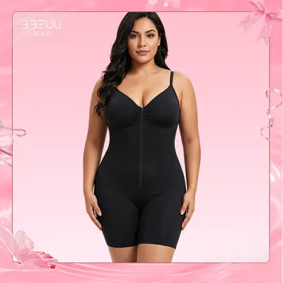 BBEUU New Women's Seamless Bodysuit – Lift Bust, Tummy & Hip Shaper, Open Crotch + Front Zipper for Easy Wear & Toilet Access, Adjustable Straps, Breathable All-Day Comfort Shapewear