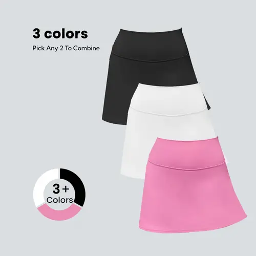 DLOODA Women's High-Waist Stretchy Tennis Skort Set - High Waist Stays Put, Flex Fabric Moves With You, Multi-Pocket, Multi-Size, Above Knee Summer Athletic Bottoms for Tennis, Golf