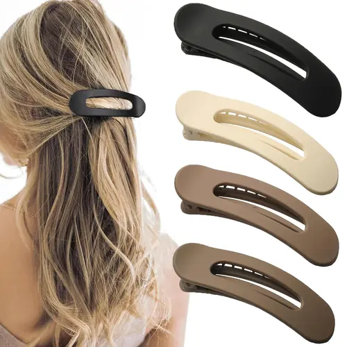 4 PCS Flat Claw Clips, Large Lay Flat Hair Clips for Women Girls, Strong Hold Non-slip Hair Claws for Thick Thin Hair,sohochic