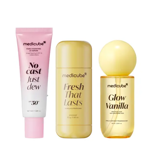 [NEW] [medicube] Beat the Sun, Sweat & Odor Set | 24 Hours Odor Control, Deep Hydration, Body Brightening Care & Boosting Hair Radiance, Daily Lightweight Sunscreen SPF 50, Glow Vanilla | Korean Skincare, K-Beauty