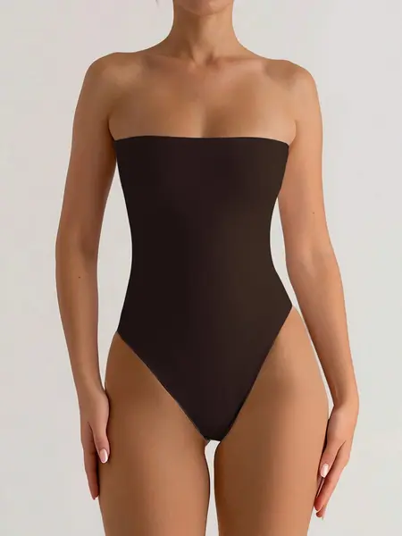High Elasticity Slim Fit Sleeveless Strapless Bodysuit, Summer Bodysuit, Stretchy Bodysuit, Casual Basic Minimalist Inner Layer Bodysuit, Bodysuit Clothes, Comfortable Wear