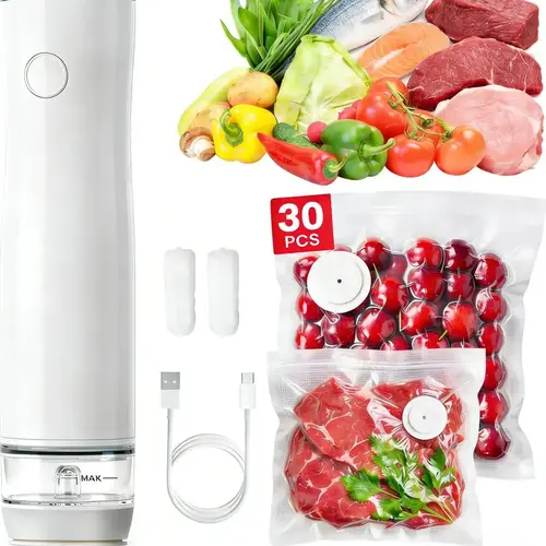 Food Vacuum Sealer Machine Handheld Cordless with Visual Water Storage Tank,30 Reusable Vacuum Bags (2 Sizes) Compact Portable Vacuum Sealer Kit,Meal Prep Sous Vide Freezer Storage,5X Freshness Kitchen Essential sohochic