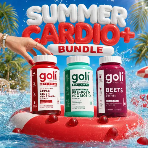 SUMMER CARDIO BUNDLE - Supports Gut Health, Digestion, Debloating - Goli Zero Sugar Apple Cider Vinegar Gummies, World’s First Zero Sugar  3-in-1 Pre, Post + Probiotics, & Beets Cardio Gummies with 100mg CoQ10. Vegan, Non-GMO, Gluten-Free & Gelatin-Free.