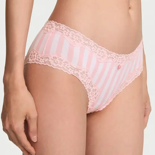 Victoria's Secret Cotton Lace-Waist Cheeky Panty