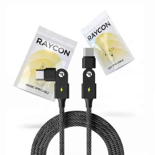 Raycon Global Inc. Magic Spin Cable 2-Pack, Fast Charging Cable for Smartphone, Cellphone and Electronics with Charger Compatibility