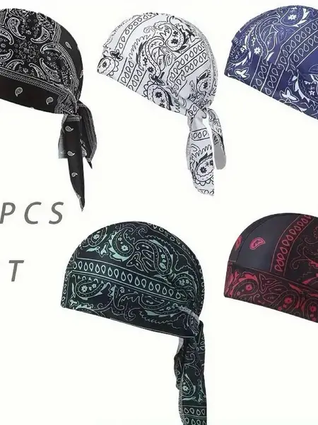 Paisley Cooling Headscarf Cap Set, Motorcycle Pirate Head Wrap Safety Helmet Liner, Elastic Fit Hand Washable Multifunctional Outdoor Headwear for Athletes & Outdoor Enthusiasts
