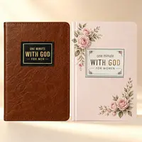 One Minute With God Devotional Set for Men & Women,365 Devotions in Brown Faux Leather, Portable Reflection Book,Bible Study & Prayer Notebook,Perfect Couples or Christian Gift, Birthday Gifts