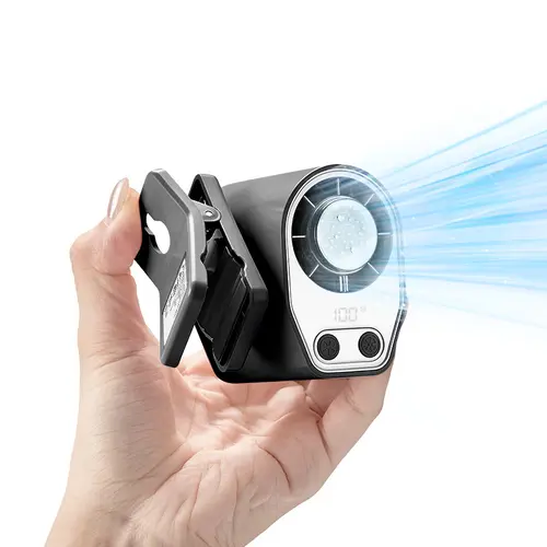 【SummerFinds】JOYTUTUS Semiconductor Cooling Car Clip-On Mini Portable Fan - Rechargeable Travel USB Charging Fan, Auto Accessory with 360° Rotation, 100 Speeds, LED Display, Wide Clamp, 16℃ Semi-Cooling, 20Hr 3000mAh Battery, for Car Sunvisor Backseat, Tr