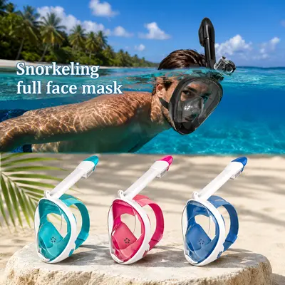 2nd-Generation Direct-Plug Fully Dry Snorkeling Regulator Set - Full-Face Mask, Swimming Suit, Goggles for Water Sports