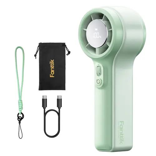 Fanttik GoFlow11 Apex Handheld Cordless Rechargeable Fan - Fast-Charging, 2x2600mAh Batteries, 30H Max Cooling, 100-Speed Settings, LED Display, 2W Steady LED Light, Mirror Function, Compact, USB Port, Tools and Gadgets, Household Travel Use,toolupgrade