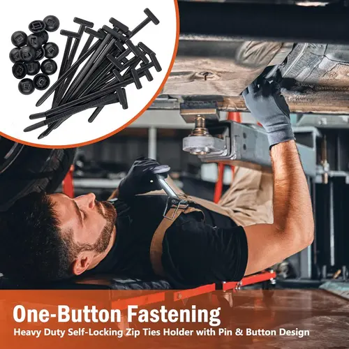 Nylon Pin-and-Button Universal Cable Ties & Wire Clamps, 30/100pcs, Versatile for Automotive Repair & Daily Home Supplies Use,sohochic