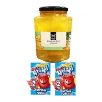 Viral Pineapple Spears With Tropical Punch Koolaid Drink Mix- 1 Jar of Pineapple Spears and 2 Koolaid Packs