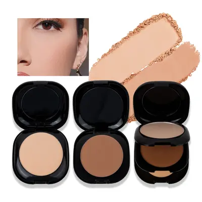 Dual-Layer Pressed Powder Compact, Oil Control Setting Powder Foundation, Smooth Matte Finish Face Powder, Pore Blurring,  Long Lasting Waterproof Makeup Powder Cake for Everyday Makeup