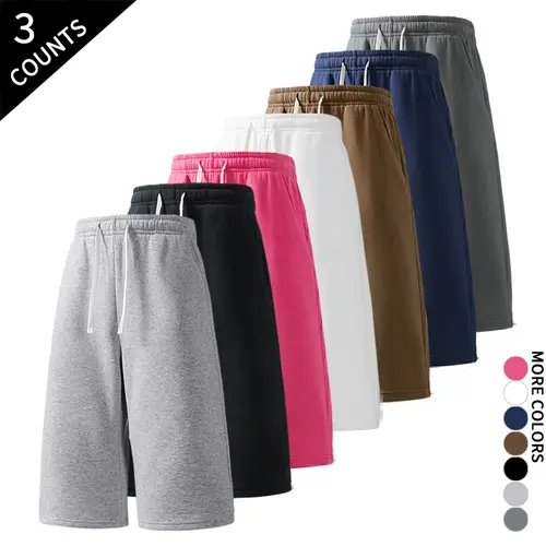 Men's Loose Fit Knee Length Athletic Sweat Shorts with Pockets - 3 Colors, Breathable, Deep Side Pockets, Lightweight, Gym Fitness & Workout Menswear Bottoms for Gym & Daily Wear