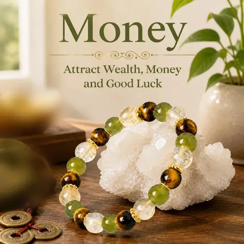 1-Piece Money Attraction Bracelet - Green Aventurine, Tiger Eye, Chalcedony Colorblock Beaded Crystal Jewelry, Blue Friendship Bracelet, Protection & Encouragement Gift Idea for Fashion Enthusiasts,sohochic