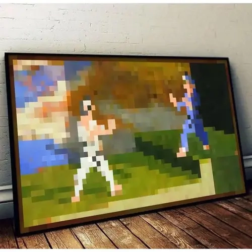 Artistic Pixelated Fighters Painting Poster - Cool Home Decor, Men's Room Accessories, Room Accessories for Man Cave, Cool Room Decor,sohochic