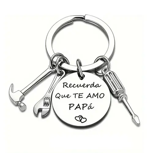 PAPA Keychain Recuerda Que Te Amo Papa English/Spanish Phrase Regalo para Papa Dad Gift, Mens Giftsfor Dads, Ideal Father's Day Car Key Fashion Accessory