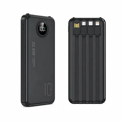 10000mAh Compact Portable Charger - 22.5W Fast Charging Power Bank with Built-in Cables, Emergency LED Flashlight, 6 Outputs, 3 Inputs for Phones, Tablets, Digital Devices, Game Handhelds, Back to School Haul, Mini Travel Products, EDC Gear,sohochic