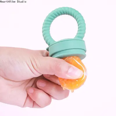 Silicone Fruit Feeder Teether, Trending Wide Mouth Pacifier Teething Stick, Food Grade Safe Infant Chew Toy for Self Feeding Training, Soothing Gum Relief for Babies Toddler Daily Use