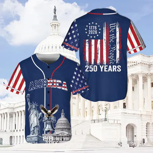 USA 250 Years Baseball Jersey, 1776–2026 Semiquincentennial Patriotic Jersey, We The People Eagle Statue of Liberty 4th of July Jersey - Multiple Colors Available,summerwins,father'sdaygifts
