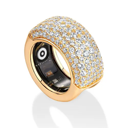 PAVOI 14K Gold Plated Pave Smart Ring Cover for Women - Trendy Fitness Ring Cover