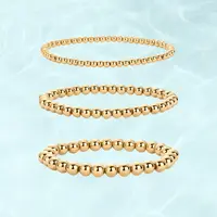 PAVOI Waterproof Beaded Bracelet Pack for Women - 14K Gold Plated 3-Piece Stretchy Bracelet Set - Stainless Steel Ball Trio Bracelet Stack