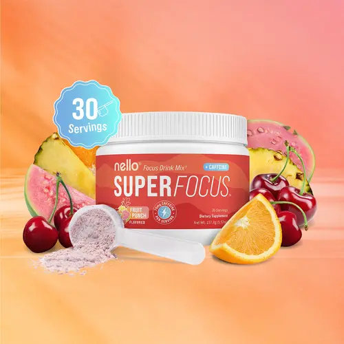 Nello Superfocus – Nootropic Drink Mix with Lion’s Mane, Rhodiola & Alpha-GPC – 30 Serving Tub – Supports Memory, Brain Health & Mental Stamina, Enhances Clarity & Sharpness, Helps Fight Brain Fog – Travel Packets (30 Servings)