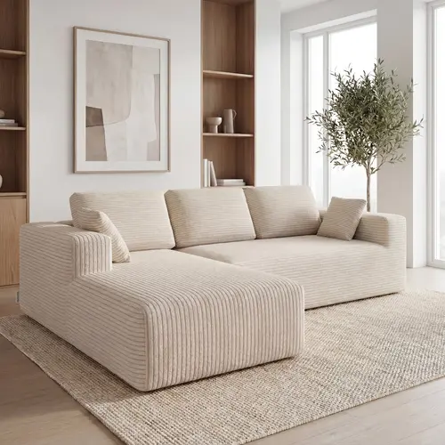 DIGWAC Modern Modular L-Shaped Recliner Sectional Sofa - Corduroy, Fixed Arms, Deep Seating, Upgraded Pocket Spring Base, Layered Memory Foam, Sturdy, Pre-Assembled, Fire Safety Label, Sofas for Living Room/Apartment, Ships in 2 Packages,sohochic