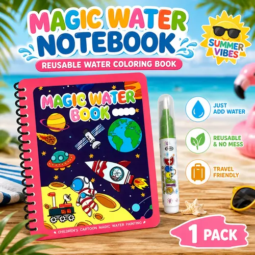 Reusable Magic Doodle Board Notebook (1 Pack) - Compact No-Mess Travel Doodle Book, Portable Unisex Ages 3+ Preschooler Alphabet Learning Toy, Travel-Ready Fun, Encourages Learn as They Draw, Ideal Birthdays/Christmas Gift (Educational Arts & Crafts Toy)