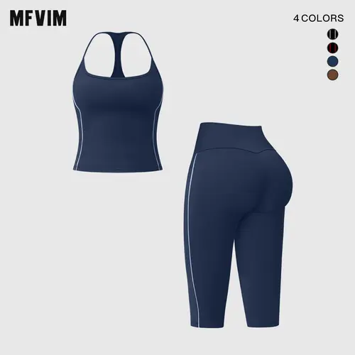 MFVIM women’s thin-strap slim tank top and high-waisted slim shorts two-piece set, suitable for outdoor casual running, sports, gym workouts, and yoga.,back to school,back to school haul,sohochic