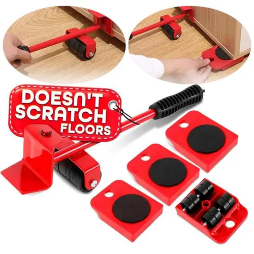 [JULIANG] Heavy Duty Furniture Lifter and Mover Set - 600 lbs Cap., 360° Swivel Steer Wheels, Non-Slip Dolly, Lift + Wheels Design, Glide Sofas, Solo Moves for Home Appliances, Cabinets