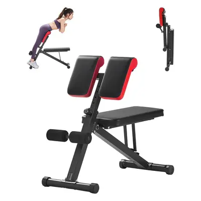 【Back to School】VEVOR Carbon Steel Multi-Functional Weight Bench - Back Extension Machine, Roman Chair, 330lbs Load Compact Adjustable Foldable Home Gym Exercise Equipment for Strength Training, Unisex Frequent Home Workouts