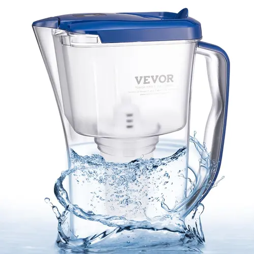 VEVOR 9-Cup 5-Stage Water Filter Pitcher, Chlorine Removal Cold Water Dispenser with Fast Filtration, Filter Change Indicator, BPA-Free, 3-Month/40-Gallon Lifespan, Reduces Limescale & Lead, Chlorine Removal Water Filters, Cold Water Filters