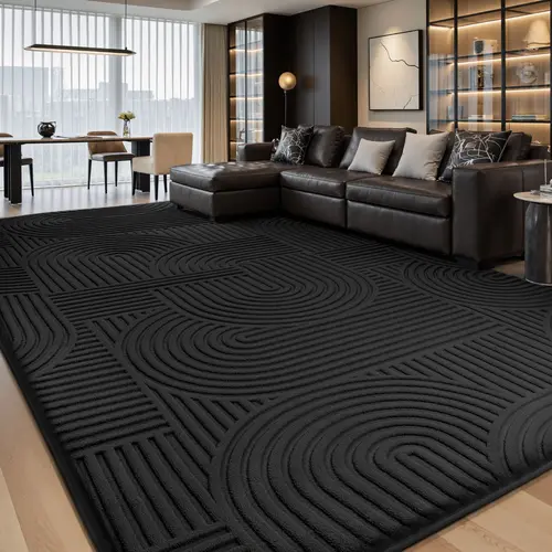 FAMVAL Modern Linear Jacquard Geometric Area Rug - Premium Anti-Slip Washable Big Size Home Decorative Contemporary Rugs for Living Room Bedroom, Anti Slip Rugs, Home Decorative Rug backtoschool, Room Decor, Living Room Decor, Non Slip Rugs, Decor For Liv