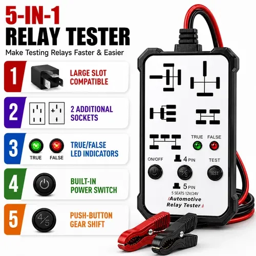 7-in-1 Universal Car Relay Tester for Mechanics, 12V/24V Compatibility Automotive Diagnostic Tool with LED Status Light, Fast Circuit Checker for Car Troubleshooting & Repair, Electronic Repair Tool, 7-In-1 Test, Car Diagnostics toolupgrade