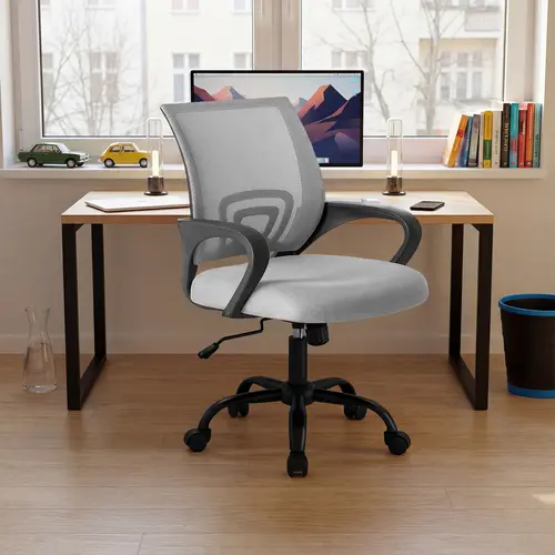 Ergonomic Office Chair, Mid-Back with Lumbar Support, Rocking and 360° Swivel for Home, Gaming, or Office, Gaming Chair, 360° Desk Chairs