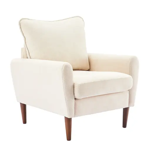 Sturdy Indoor Accent Armchair - Modern Arm Chairs with Cushions, Solid Wood Legs, Easy Assembly, Bedroom Reading Chair, Living Room Furniture for Home Leisure